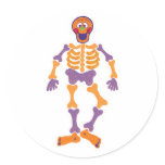 funny happy skeleton round stickers