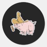 funny hillbilly pig round sticker