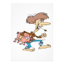 funny hillbilly redneck with pig cartoon invitations