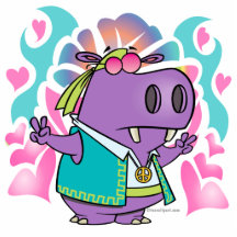 funny hippy hippie hippo cartoon cut out