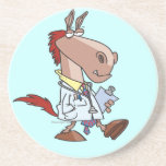 funny horse doc doctor cartoon beverage coaster