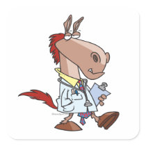 funny horse doc doctor cartoon square stickers