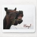 Funny Horse: Hay! mousepads