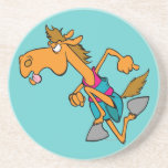 funny horse racer running horse cartoon coaster