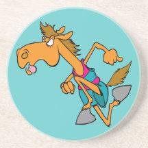 funny horse racer running horse cartoon coaster