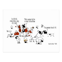 Funny Horse & Sheep Cartoon Postcard