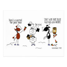 Funny Horse & Sheep Snowman Cartoon Postcard