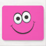 Funny hot pink happy cartoon face mousepads
