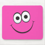 Funny hot pink happy cartoon face mousepads