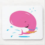 funny hula pink whale mousepads