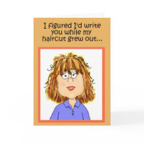 Funny Humour Friend Haircut Grow Out Paper Card