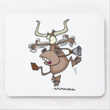 funny humourous alarmed shocked cartoon cow mouse pads