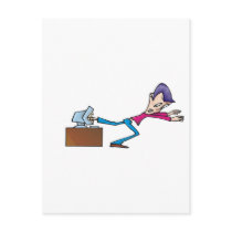 funny hungry computer chomping foot monster postcard