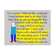 Funny "I'm Sorry" Cards and Key Chains Post Cards
