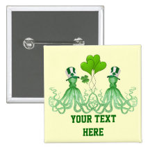 Funny Irish octopi St Patrick's day Pinback Button