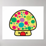 funny kawaii toadstool mushroom house print