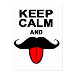 Funny Keep calm and moustache Post Card