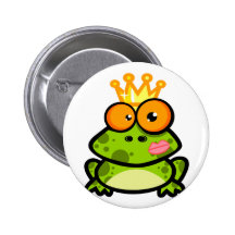 funny kissed frog prince cartoon pin