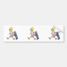 funny lady golfer cartoon graphic bumper stickers