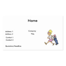 funny lady golfer cartoon graphic business card template