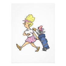 funny lady golfer cartoon graphic custom invite