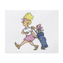 funny lady golfer cartoon graphic flyers