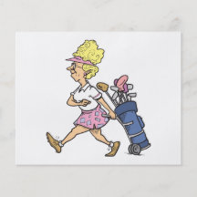funny lady golfer cartoon graphic flyers