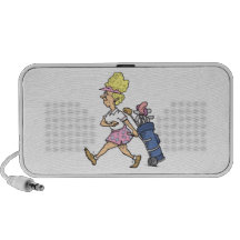 funny lady golfer cartoon graphic iPhone speakers