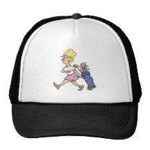 funny lady golfer cartoon graphic mesh hats