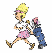 funny lady golfer cartoon graphic photo cut outs