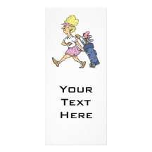 funny lady golfer cartoon graphic customized rack card