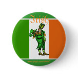 Funny leprechaun Irish flag St. Patrick day button