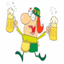 funny leprechaun lady serving beer photo cut out
