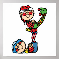 funny little christmas elves print