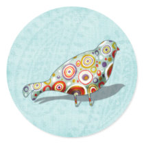 Funny Little Whimsical  Bird Round Stickers