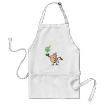 Funny Mad Scientist Holding Green Potion Aprons