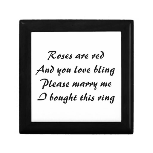 Funny Marriage Proposal Poem on Ring Gift Box
