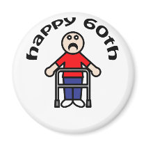 Funny, Mens "Happy 60th" Refrigerator Magnet