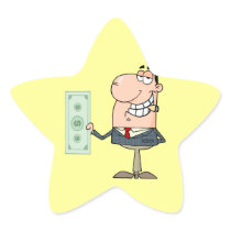 funny money hungry rich businessman cartoon star sticker