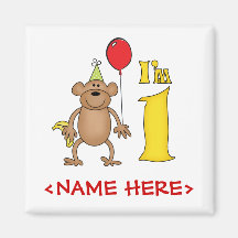 Funny Monkey 1st Birthday Fridge Magnet