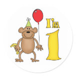 Funny Monkey 1st Birthday stickers