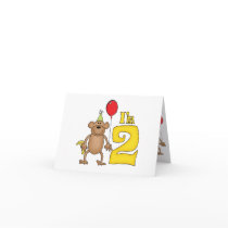 Funny Monkey 2nd Birthday Greeting Cards