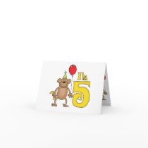 Funny Monkey 5th Birthday Greeting Card