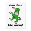 Funny monkey St Patrick's Day postcards