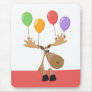 Funny moose with colourful balloons vertical