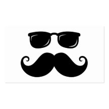 Funny moustache and sunglasses face business cards
