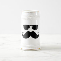 Funny moustache and sunglasses face coffee mug