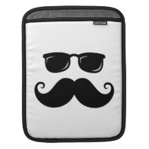 Funny moustache and sunglasses face sleeves for iPads