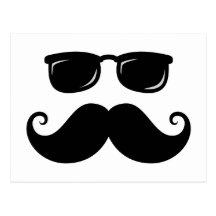 Funny moustache and sunglasses face post cards