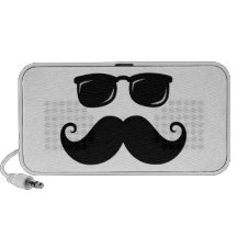 Funny moustache and sunglasses face speaker